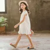 女の子の夏の女の子のフリルドレスティーンキッズコットンリネンヴィンテージドレス