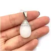 Charms 16X29Mm Natural Crystal Stone Waterdrop Green Rose Quartz Pendants Gold Edge Trendy For Necklace Earrings Jewelry Mak Dhgarden Dhzhr