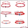 Charm Bracelets 14 Styles Handmade Red String Bracelet For Women Men Evil Turkish Eye Friendship Jewelry Adjustable Drop Delivery Otfrl