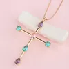 Pendant Necklaces Funmode Charm Waterdrop Big Cross Shape Pendants Box Chain Necklace For Women Wholesale Breloque Halloween FN47