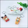 Creative Christmas Ornement Porte-clés Porte-clés de voiture Cartoon Santa Bonhomme de neige Elk Porte-clés Charme Bague Sac Pendentif Cadeau Dbc Dro Dhhjy