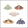 Broches Broches Femmes Insecte Série Vêtements Papillon Moth Modèle Goutte D'huile Pins Alliage Européen Moon Eye Émail Cowboy Sac À Dos Badge J Dhk96