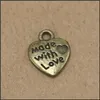 Charms DIY smycken Tillbeh￶r Retro Alloy Love Letter Made With Heart Pendant For Necklace Armband Bronze and Sier 479 H1 Drop Del DH6Q0