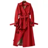 Trench Coats Feminino Primavera Outono Feminino Coreano Seios Duplos Meia Longa Feminino Casaco Corta-vento Feminino 230201