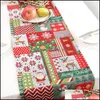 Masa Runner 70x14inch Noel dekorasyonu çiçek baskı bayrağı püskül masa örtü karikatür Noel placemat BC Damla Teslimat Ev Bahçesi T Dhqil