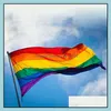 Banner Flagi Rainbow Flag 3x5ft 90x150cm Lesbian Gay Pride Polyester LGBT Kolorf do dekoracji 3 x 5 stóp Drop dostaw