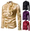 Koszulki męskie vintage Vintage Frill Frill Dress for Men Vicotorian Costume Top Gothic Punk Retro Tee Faxu Silk Cravat Halloween 230201