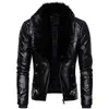 Mens Leather Faux Design Motorcycle Bomber Add Wool Jacket Men Autumn Turn Down Fur Collar Removable Slim Fit Male Warm Pu Coats 230131