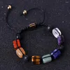 Charm-Armbänder Farbe Kristall Achat Stretch für Frauen Chakra Stein Yoga Reiki Heilung Armreifen geflochtenes Seil Perlenarmband Meditation