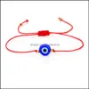 Beaded Strands Blue Eye Round Beads Bracelet Evil Turkish Eyes Handmade Braided Red Thread String Bracelets Friendship Jewelry Drop Otqhx