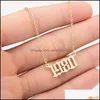 Pendant Necklaces Stainless Steel Year Number Necklace Personalized Birth Initial Pendants For Women Girls Birthday Gifts Custom Dro Otzh4