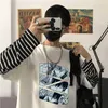 Heren T-shirts 2021 Harajuku Anime My Hero Academia Todoroki Shoto Eyes T Shirts Tops Tops Men/Women Fashion Street Oversized Striped Long T-Shirts Y2302