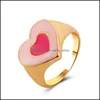 Band Rings Ring Instagram Vintage Style Double Layer Cute Colourf Love Heart For Women Girls Jewelry Accessories Gift C3 Drop Deliver Dhn4C