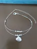 Anklets mode silverpläterad persikan hjärta soffa anklet 2023 kvinnligt dubbel lager pärlor fot smycken för kvinnor benkedja gåvor