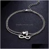 Bangle 26 Az English Letter Initial Bracelet Sier Letters Charm Double Layer Drop Delivery Jewelry Bracelets Dho0I