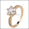 Bandringe Hersteller Gro￟handel Sechs Krallenfarbe Kristall Zirkon Ring f￼r Frauen Hochzeit Schmuck Dolpien DHZBS