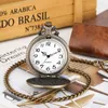 Карманные часы винтажные бронзовые часы ретро панк панк -фургон автомобиль антикварной цепной цепи кварц локомотив подвесной подарок Reloj Bolsillo