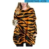 Women's T Shirts Animal Texture Spring Fall Women Mini Dresses Loose O-neck Long Sleeve Printing Dress Ladies TopsWomen's