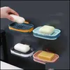 Bathroom Storage Organization Double Layer Drain Wallmounted Soap Box Plastic Four Colors Waterproof Leak Proof Sealed Boxs Portab Dhwfx