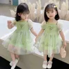 Girl's Children's For Girls Summer Clothes Toddler es Embroidered Flower Tulle 2 3 4 5 6 7 Yrs Ribbon Princess Dress 0131