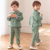 Traje infantil com traje de vestido xadrez flormal conjunto bebê garoto de outono festas de casamento figurin kids calças de blazer de peito duplo Bowtie 230131