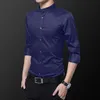 Men's Casual Shirts Hipster Design Collarless Shirt for Men 100 Cotton Soft Slim Fit Long Sleeve White Black Navy Tuxedo 4XL 5XL 230201