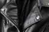Skórzana skórzana faux moda miękkie motocykl kurtki damskie długie rękaw jesienne zima motocyklista czarny różowy płaszcz 230131