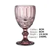 240 ml 300 ml estilo europeo vidrieras en relieve Copas de vino Copa de vidrio coloreado con tallo Patrón vintage Vajilla romántica en relieve para fiesta boda