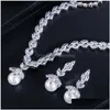 Orecchini Necklace Fashion 2pcs/set di gioielli da sposa set guscio perle orecchini africani set africani bianchi aaa zirconi