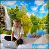 Tapissries Home Natural Scenery Art Mandala tryckt polyester tapestry v￤gg h￤ngande f￶r dekorera vardagsrum sovrum kontor dekor dr dh9a0