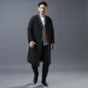 Men's Down Men Winter Thick Cotton Padded Overcoat Long Jacket Male China Style Retro Buttons Linen Warm Parkas Coat Outerwear