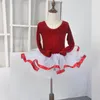 Vêtements de scène justaucorps gymnastique pour filles à manches longues Ballet enfants compétition coton enfants Tutu jupes robes danse velours