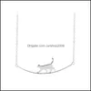 Pendant Necklaces Fashion 925 Sier Plating Chain Necklace Clavicle Cute Curved Animal Walking Cat Drop Delivery Jewelry Pendants Ot6D9