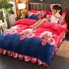 Bedding Sets Set Luxury Winter Thick Flannel Velvet Duvet Cover Bed Skirt Home Textiles King Size Comforter