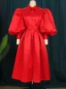 Robes grande taille robe de bal taille 3XL 4XL manches longues lanterne col cranté rouge taille haute robes de soirée tenues avec ceinture 230201