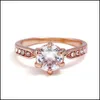 Bandringe Hersteller Gro￟handel Sechs Krallenfarbe Kristall Zirkon Ring f￼r Frauen Hochzeit Schmuck Dolpien DHZBS