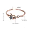 Wedding Rings Stainless Steel Star Shape For Women Rose Gold Color Cubic Zirconia Female Ring Accessories Jewelry R18010 Edwi22