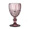 240 ml 300 ml Europese stijl in reliëf gebrande glaswijnglazen gekleurde glazen glazen beker met stengel vintage patroon reliëf romantische drinkware voor feest bruiloft