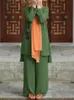 Abbigliamento etnico ZANZEA Donna 2PCS Casual Abaya Hijab Tuta Musulmano vintage Set di pantaloni Camicetta a maniche lunghe estiva Abiti larghi abbinati 230131