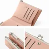 Portefeuilles Fashion Solid Color Short Clutch Small Pu Leather Women Munt Portemones Dames eenvoudige mini -kaarthouder Travel Vrouw Y2301