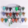 Charms Natural Crystal Opal Rose Quarz Tiger Augensteinkegelformanh￤nger f￼r DIY -Pendelohrringe Halskette Schmuck Dhgarden DHPVF