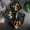 Plates Japanese Square Dinner Plate Creative Fruit Salad With Vinegar Saucer Dumpling Sushi Tray Household Ceramic Tableware