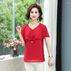 Women's Blouses Fashion Women Tops And Blouse Green/Red Summer Short Sleeve Loose Woman Ladies Shirts 4XL 5XL