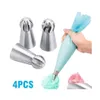 Cuisson Pâtisserie Outils Gâteau Pi Conseils Décoration Bouche Ensemble 4 Pièces Sphérique En Acier Inoxydable Buse En Plastique Outil DIY Décoration Sac Dro Dhnsg