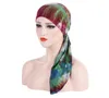 Vêtements ethniques Style Dames Européennes et américaines Tie Dye Double Queue Courbe Floral Tissu Caps Musulman Head Wrap Coton Turban