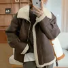 Womens Leather Faux Women Fur Coats Sheep Shearling Jackets Ladys Fashion Long Sleeve Zipped Outerwear Fall Winter Warm Coat 230131