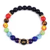 Strand Stone natural lava AGATES 7 Chakra Bracelets Bangles Yoga Equilíbrio Mercadas Buda Buda Bracelet Men Pulseira Masculina