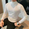 Herr t-shirts plus storlek 4xl-m Autumn Winter Turtleneck långärmad randiga t-skjortor för män kläder 2022 smal fit casual tee homme försäljning fhm1fhm1