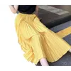 SS New Women Sexy Skirt Summer Mesh Dress Womens Girls Designer Dress Long Stretch Waist Retro Solid Pleated Letter Print Dres Simia Beach Pleats Dresss 2 colour