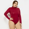 Kvinnors jumpsuits rompers turtleneck Slim Body Women Sexiga bodysuits Autumn Winter Clothing Streetwear Basic High Elastic Casual Plus Size 5xl 230131